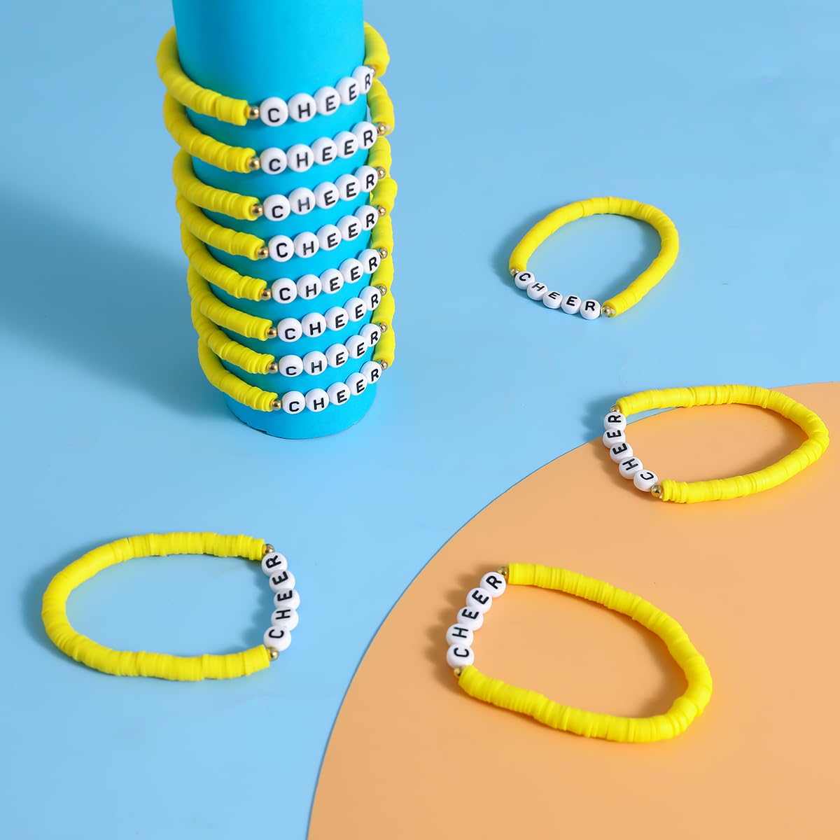 Y2k Bracelets 24-Pack Cheerleader Bracelets Stackable Clay Bead