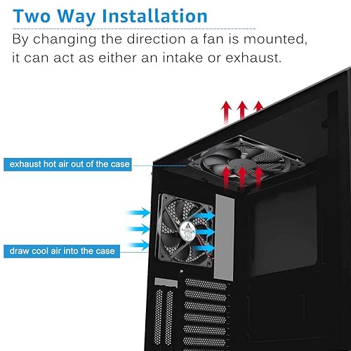 Miniatura 7 de GDSTIME Rodamientos de bolas duales 4.724in x 4.724in x 0.984in 5 pulgadas 12 V ventilador de escape de refrigeración CC sin escobillas