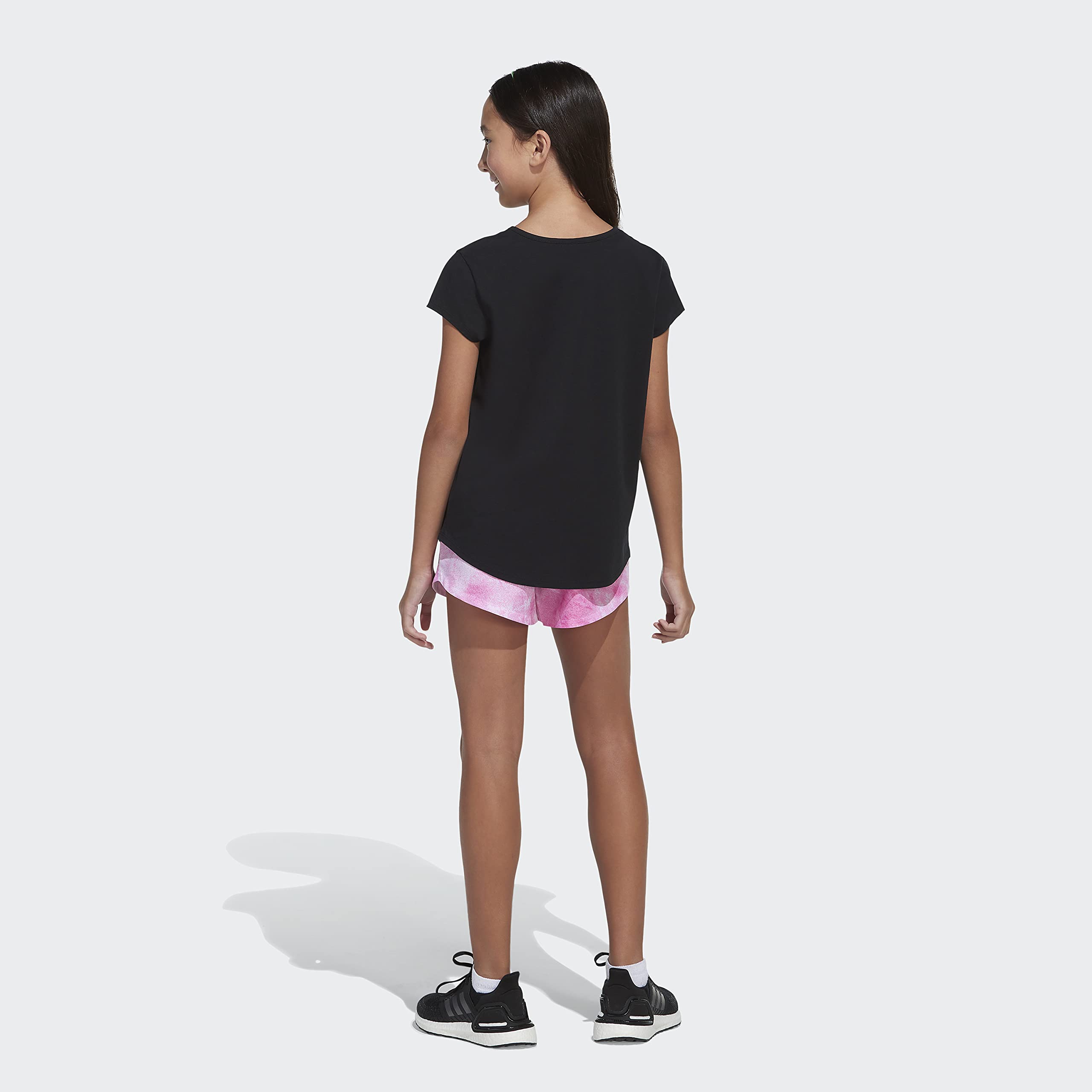 adidas Girls' Print Woven Short, Black, Medium