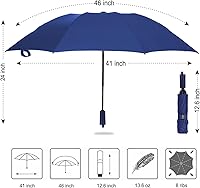 Vista 12 de LANBRELLA Paraguas plegable inverso compacto paraguas de viaje a prueba de viento automático Negro