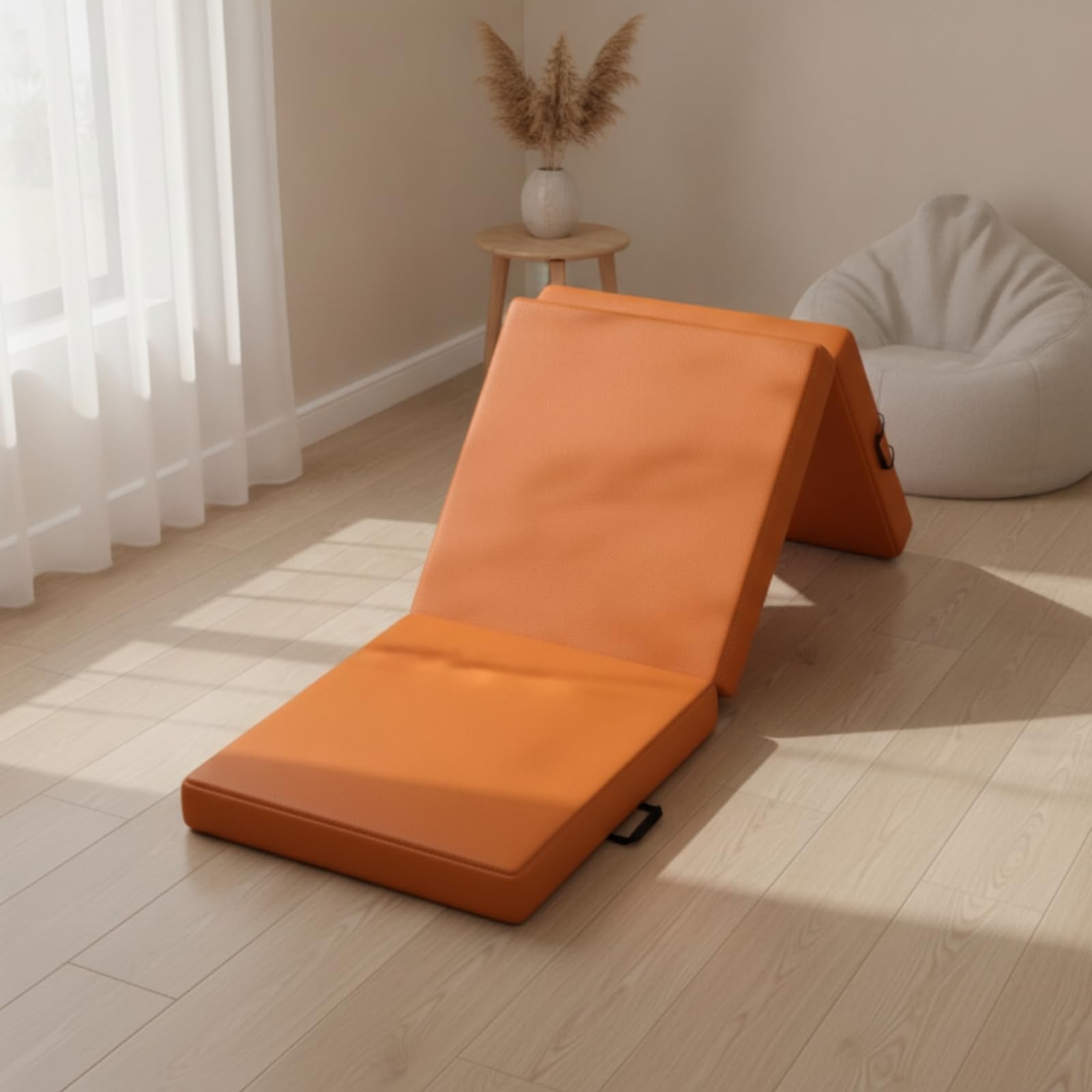 rockible Tappetino Pieghevole Palestra Fitness Allenamento Ginnastica Addominali Tre Pieghe Portatile Facile da Riporre Rivestimento Similpelle Imbottitura EPE