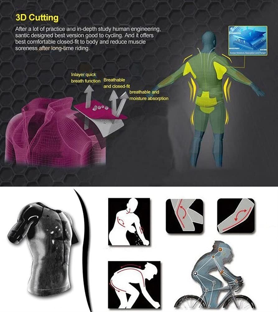 Ensemble De Maillot De Cyclisme Pour Femmes Combinaison De Triathlon Sports D'été Femmes À Manches Longues Ensembles De Cyclisme Vêtements De Vélo Combinaison Vtt GEL Pad (Color : 3, Size : Medium)