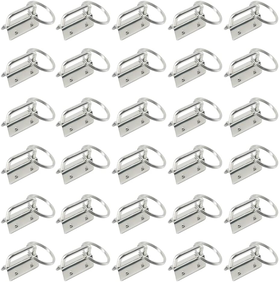 50 Stück Schlüsselband Rohlinge 32mm - DIY Anhänger Set Mit Zange & Schlüsselringen, Silber