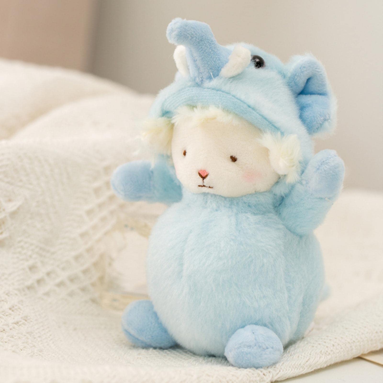 ZYKAA 12cm Cute Cross-Dressing Sheep Plush Toy Soft Cartoon Animal Wolf/Rabbit/Bear/Pig/Duck Stuffed Doll Girl Pendant Decor-elephant,12cm
