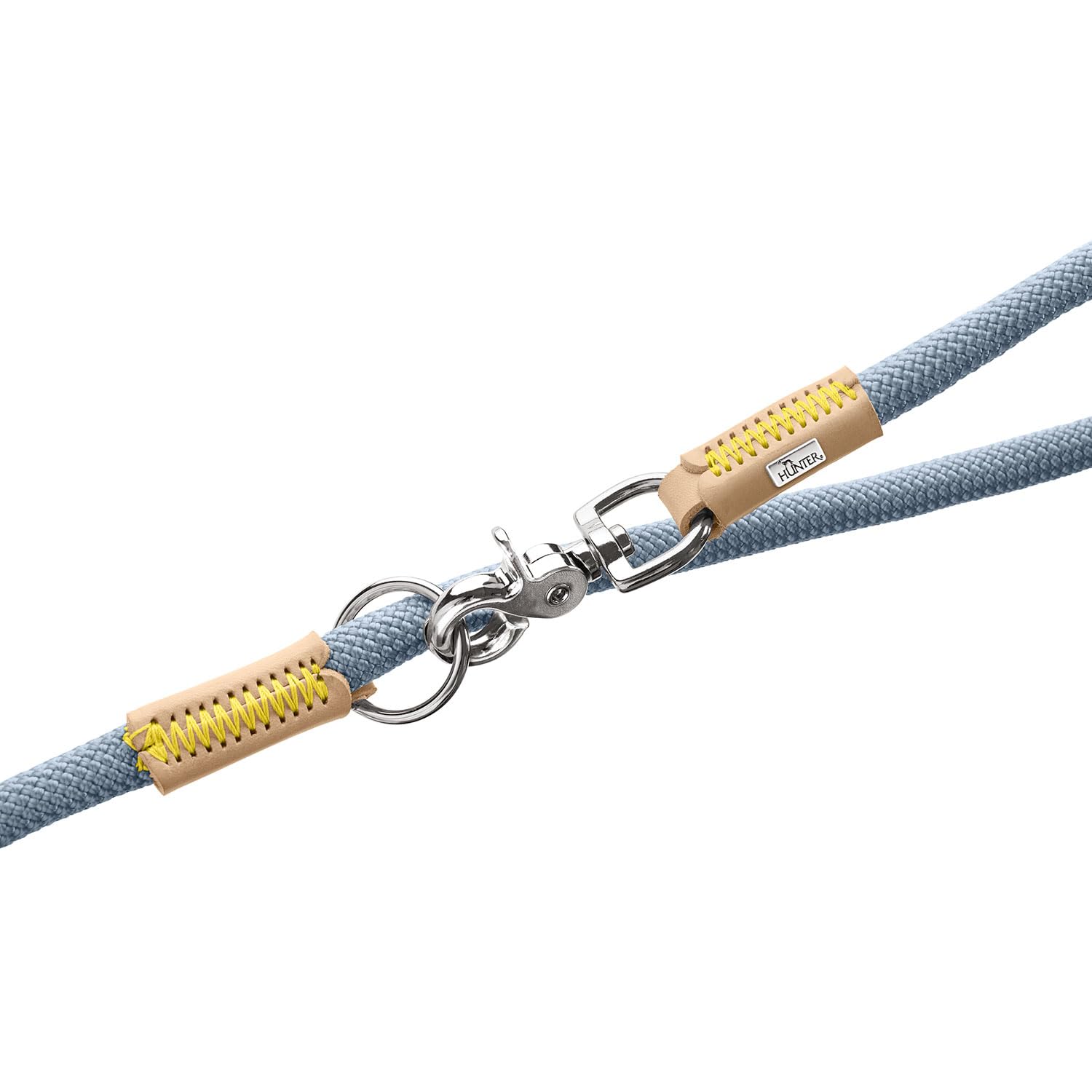 HUNTER Correa Ajustable para Perros Malia, Color: Azul Paloma/Natural, Cuerda Flexible y Piel Resistente, Ajustable en 3 Posiciones, Ligera, Resistente, Aspecto Moderno, Fabricado en Alemania, tamaño