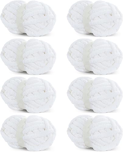 Vista 91 de HOMBYS Hilo de felpilla grueso y voluminoso para tejer a mano, hilo grueso y esponjoso para tejer a mano, hilo de felpa suave, paquete de 8