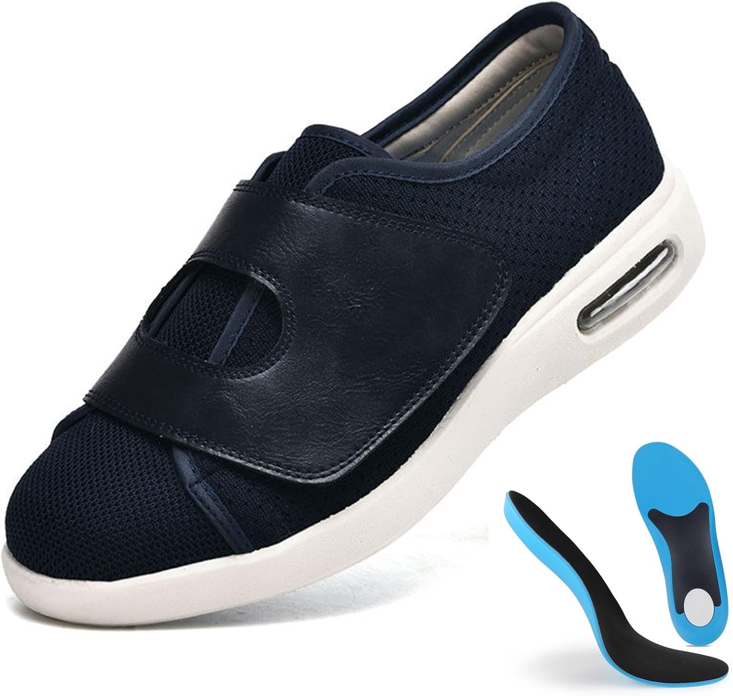 Wide-Last Diabetic Shoes,Breathable and Non-slipa Ultra-Light Pressure Relief and Shock Absorption Arch Support Antia-Ulcer Professional Shoes(Blue,43.5EU)