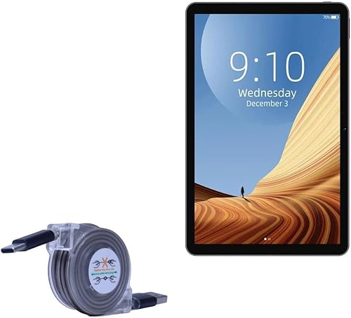 BoxWave Cable compatible con Chuwi HiPad Air - miniSync - USB-A a USB tipo C, cable retráctil - USB-A a USB tipo C
