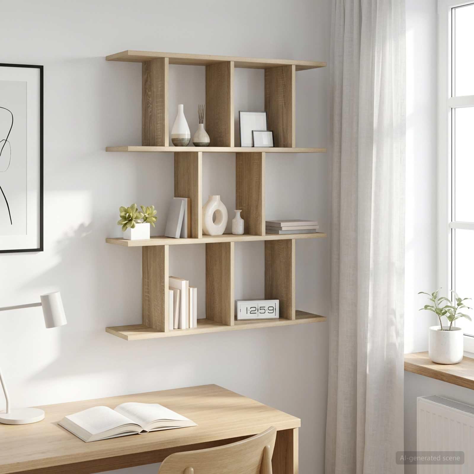 Estantería de pared (madera de roble, 80 x 20 x 96 cm)