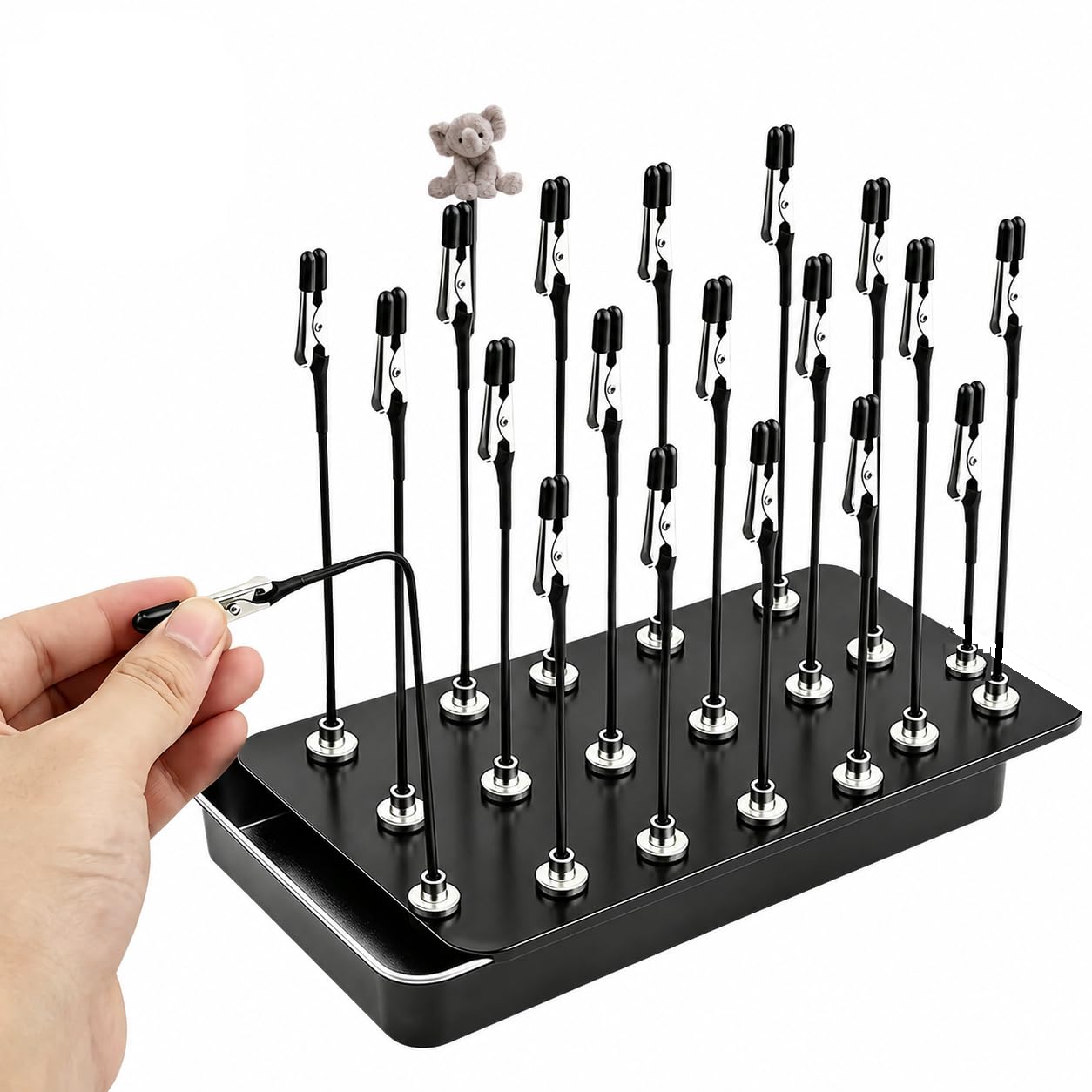20 PCS Model Painting Stand Base Holder Magnetic Bendable Alligator Clip Sticks Set Adjustable Modeling Tools for Easy Airbrush Use Metal Wire Clamps Long-Tailed Clasp for Hobby DIY Card Photo Memo