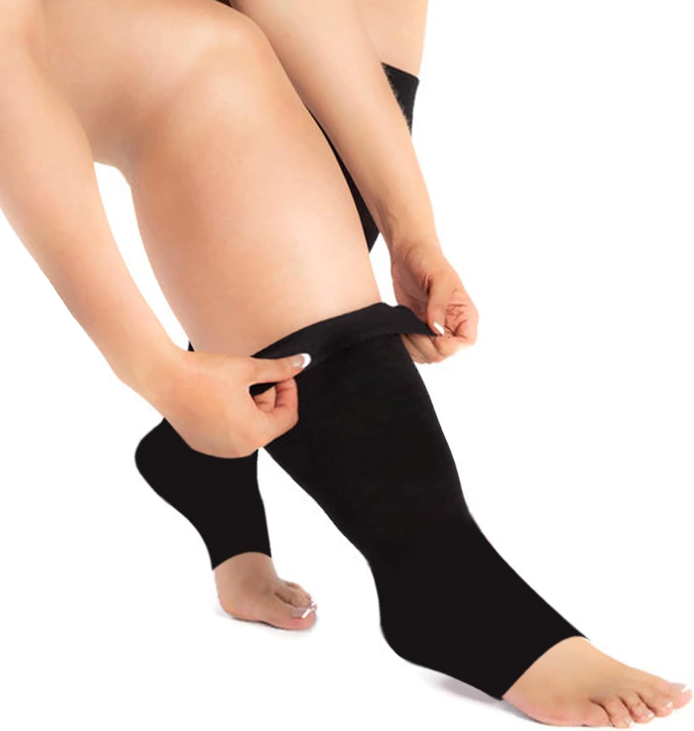 Zeta Wear Plus Size Open Toe Compression Socks 15-19 mmHg - Wide Calf Support for Men & Women - Image 8