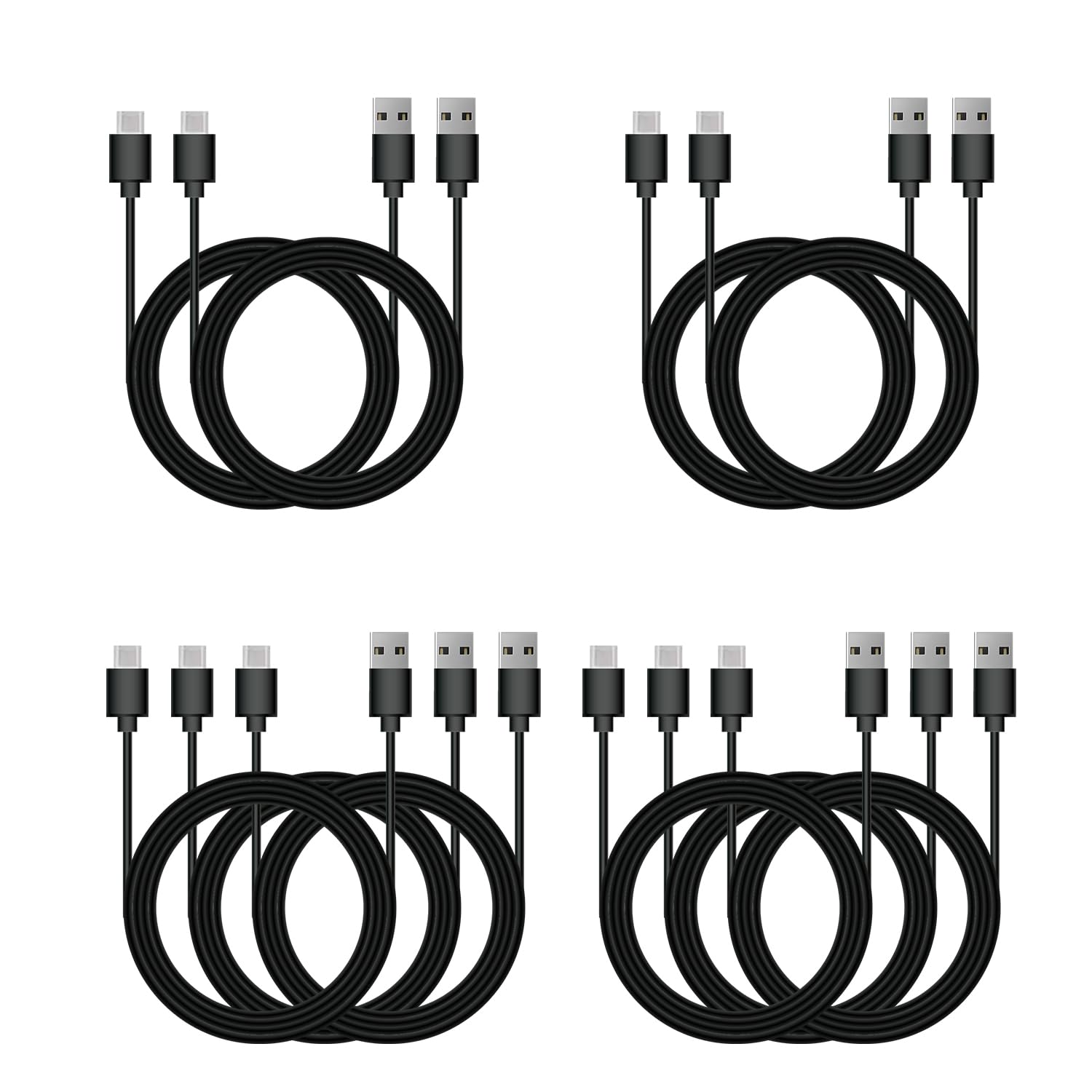 AGIPAXX USB Type C Cable, 10 Pack 3FT USB 2.0 Cables Black