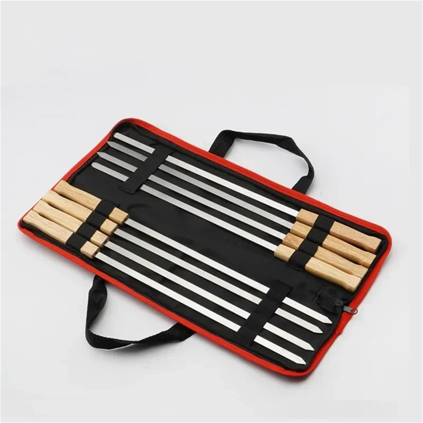 Pinchos Acero Inoxidable 6/8 brochetas de kebab Koobideh 17 pulgadas acero inoxidable for barbacoa, reutilizables, con mango madera(8 pcs)