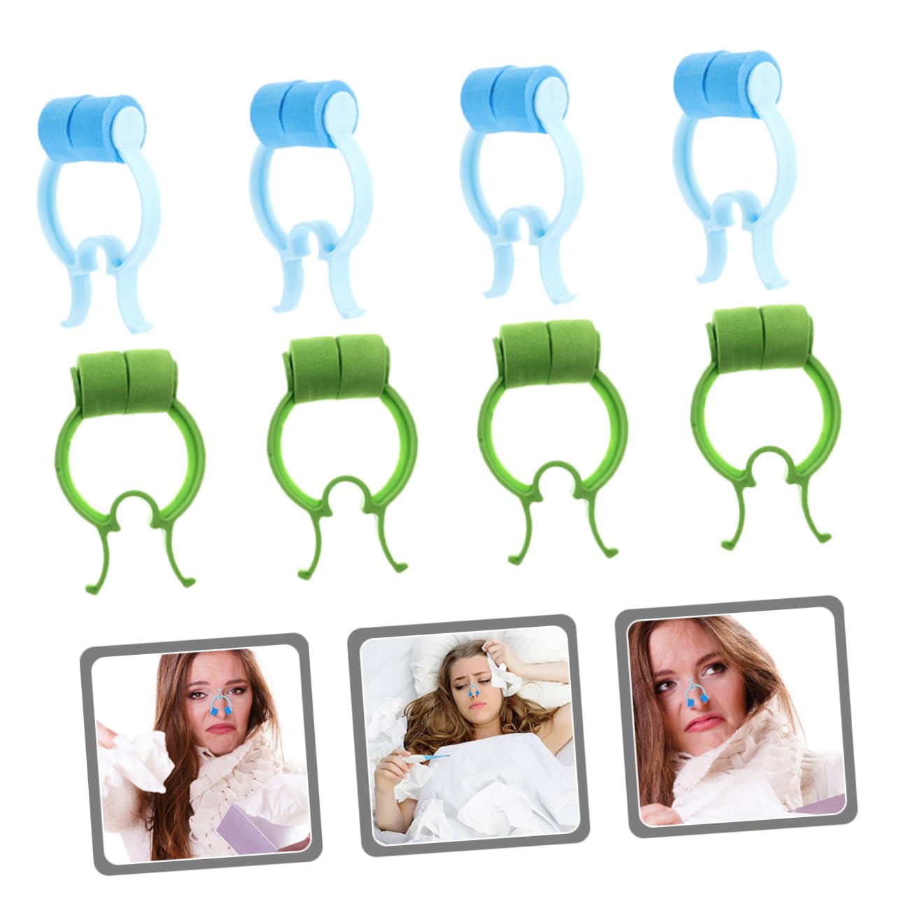 Beavorty 16pcs Nasal Clips for Lung Breathing Exercise Nose Lifting Clips to Use Blue and Green Colors for Nose Correction and Shaping