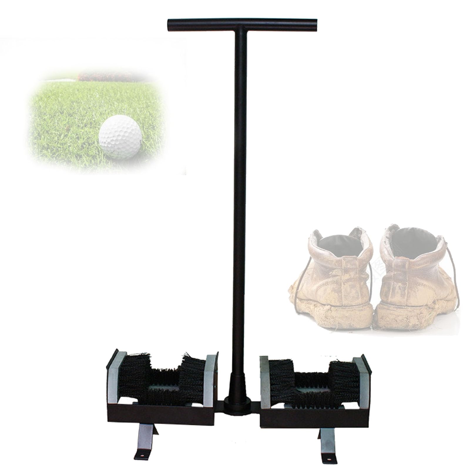 Herramienta Limpiadora De Barro Para Botas, Cepillo De Limpieza De Zapatos De Golf Con Soporte Y Mango, Limpieza Rápida De 360°, No Requiere Agacharse Ni Quitarse Los Zapatos, Acero Inoxidable,