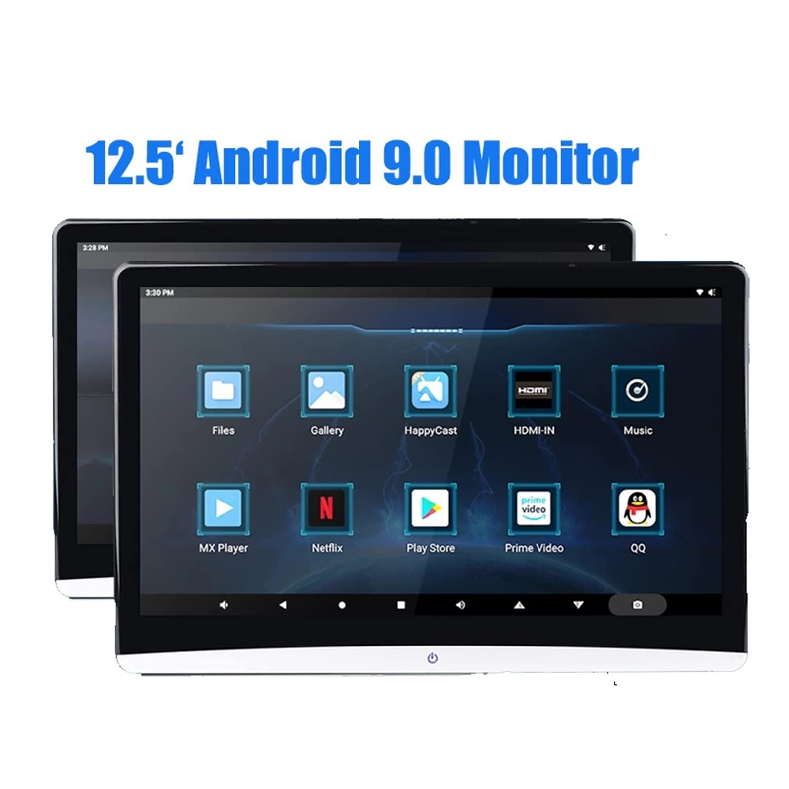 12,5-calowy monitor montowany za zagłówkiem samochodu Wideo 4K HD 1080P / / USB/TF/BT RAM 2 GB / 16 GB Pobieranie aplikacji Mirroring/Miracast(2PC Monitor)
