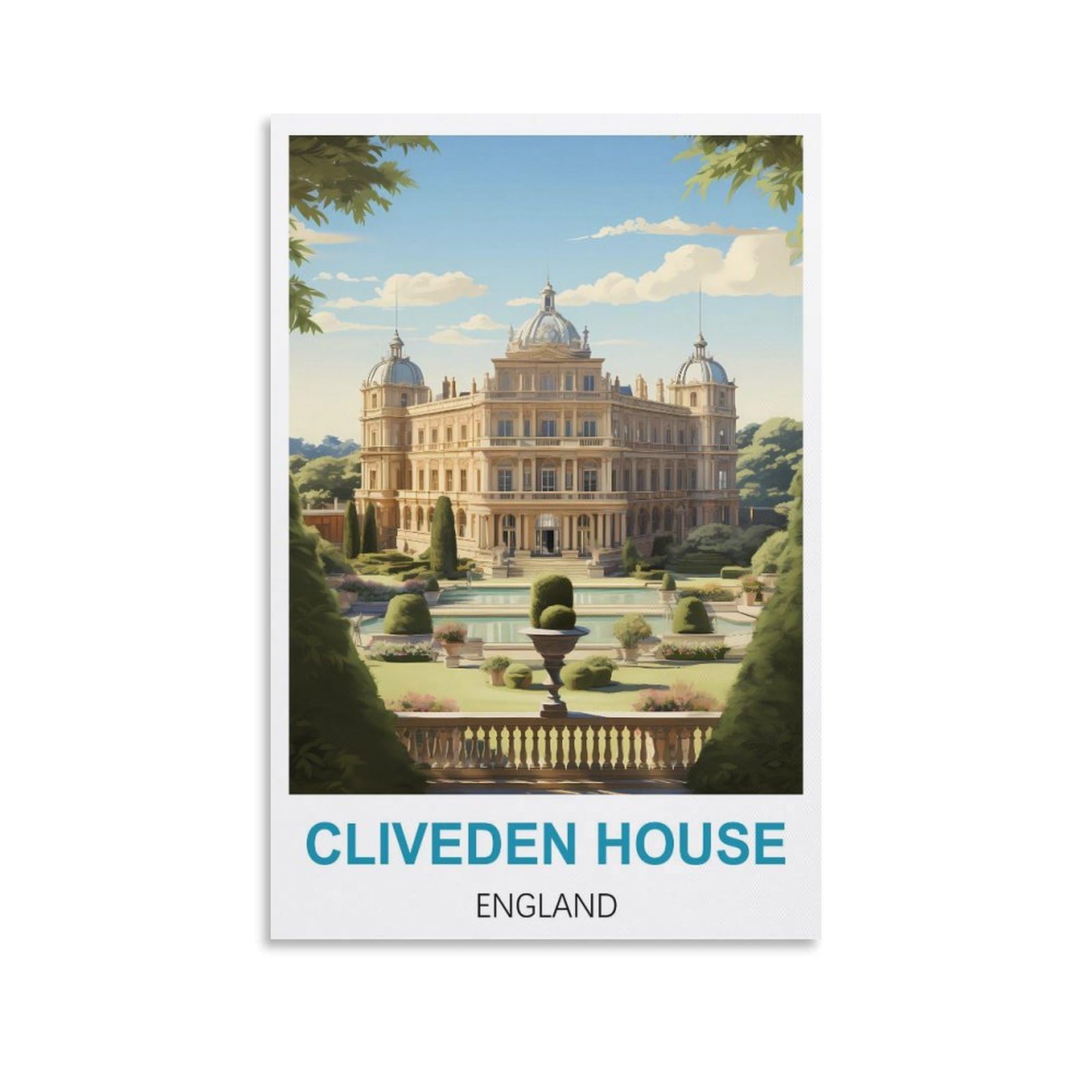 Vintage Metal Tin Sign for Cafe Cliveden House England Vintage Signs Home Kitchen Rustic Travel Metal Signs Wall Art Decor 30x30cm