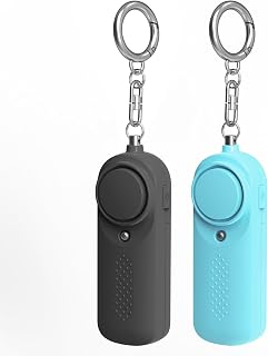 Qoosea 2 Alarmas Personales Femenina Safesound Personal 130DB Alarma de Seguridad con Luz LED Aprobada por la Policía Llavero Alarma para Niños, Mujeres y Estudiantes Mayores