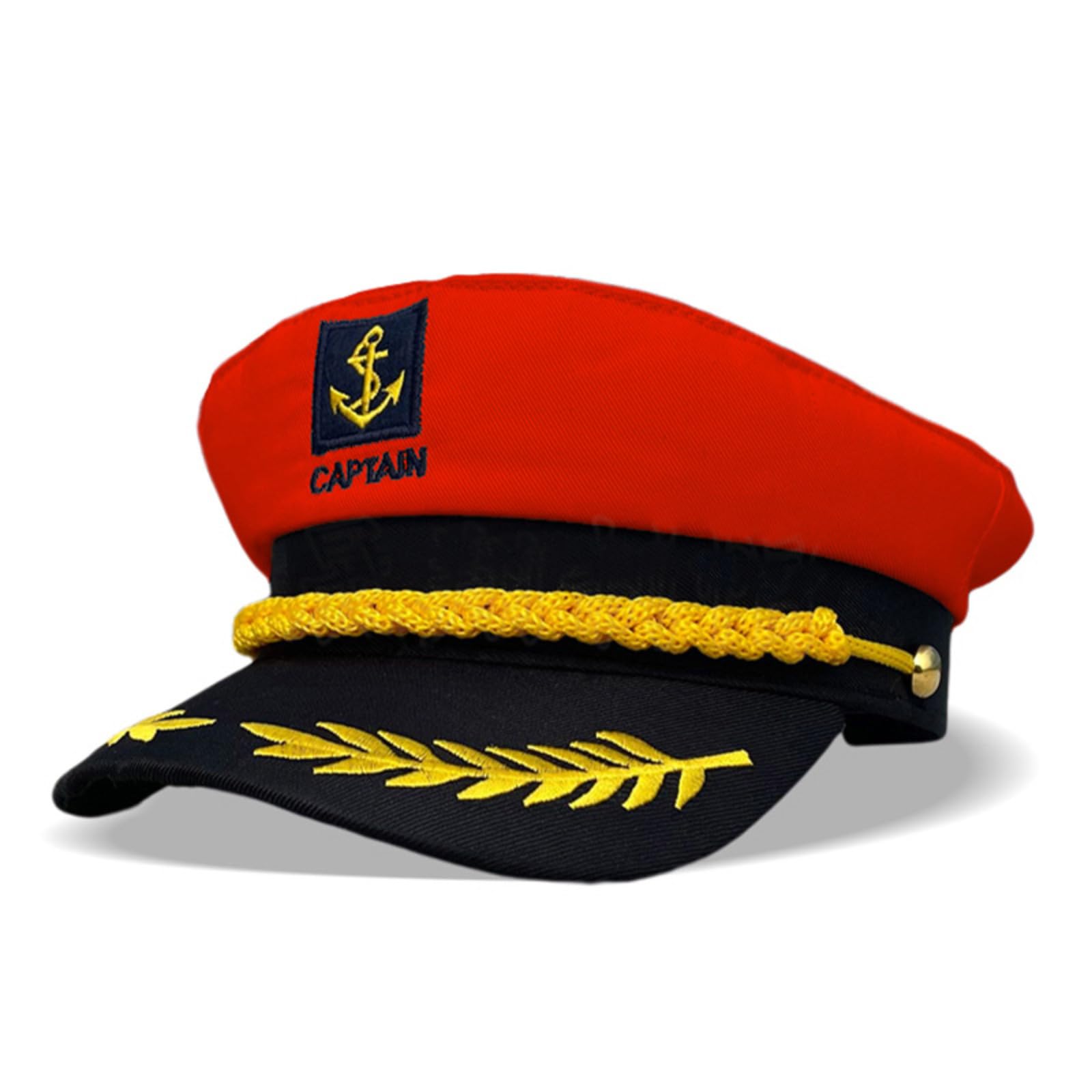 JOCNIKA Yacht Captain Hat Red Adjustable Boat Hats for Women Men Funny Boat Accessories Fun Sailor Hat Cosplay Costume Captain Hats (Red)