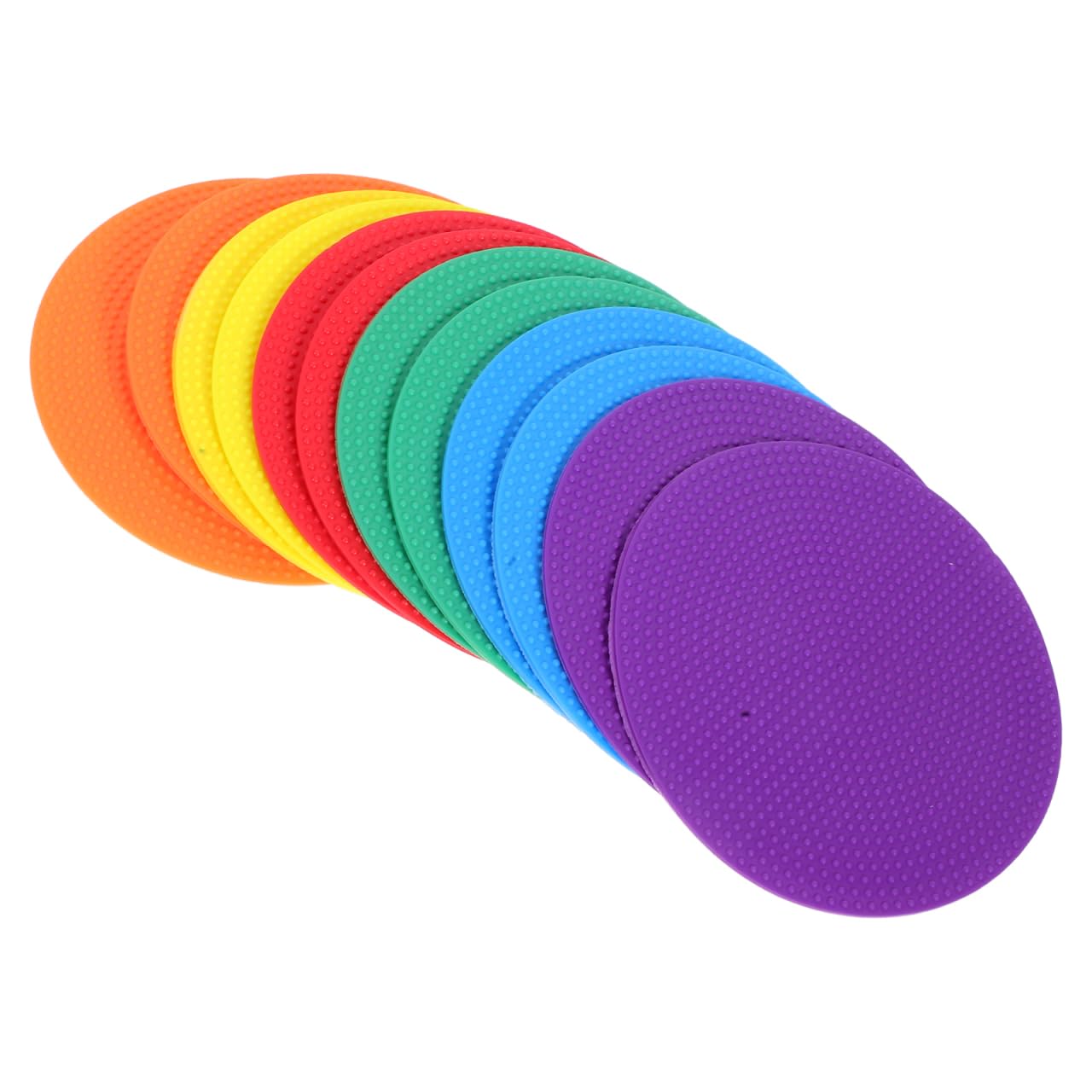 Toyvian Marqueurs Ronds Colorés Tapis, 12 pièces Disques Plat Marqueurs de Plat pour Entraînement Football Basketball Disques Souples et Antidérapants Exercices Points Et Jeux Sportifs