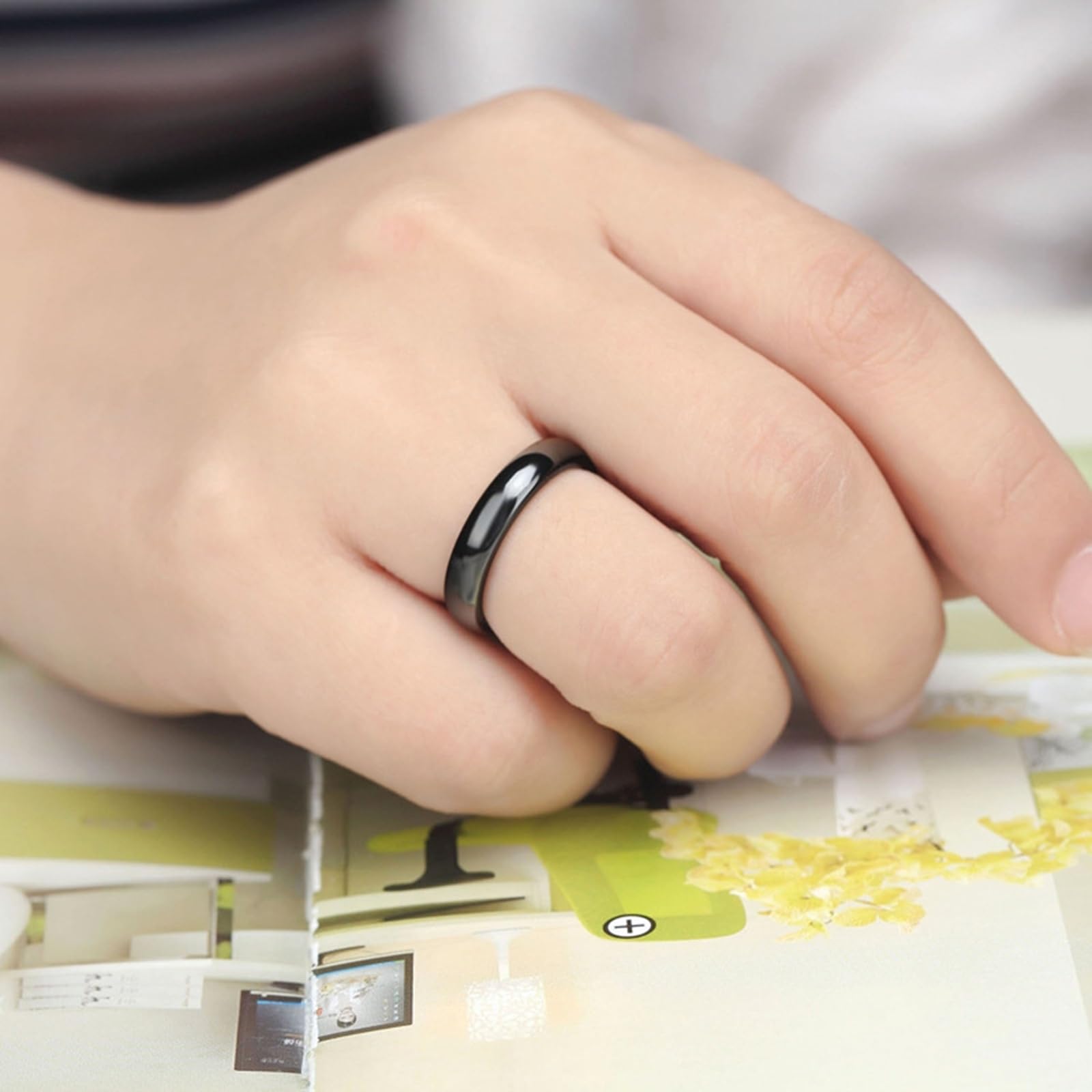 Pierścionki damskie i męskie wolfram, obrączka damska i męska pierścionek zaręczynowy obietnica para 8 mm duży polerowany prosty gładki czarny rozmiar 66
