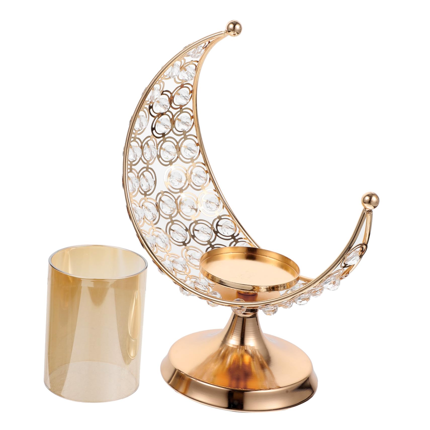 Candelabro Retro Dorado de Hierro en Forma de Luna