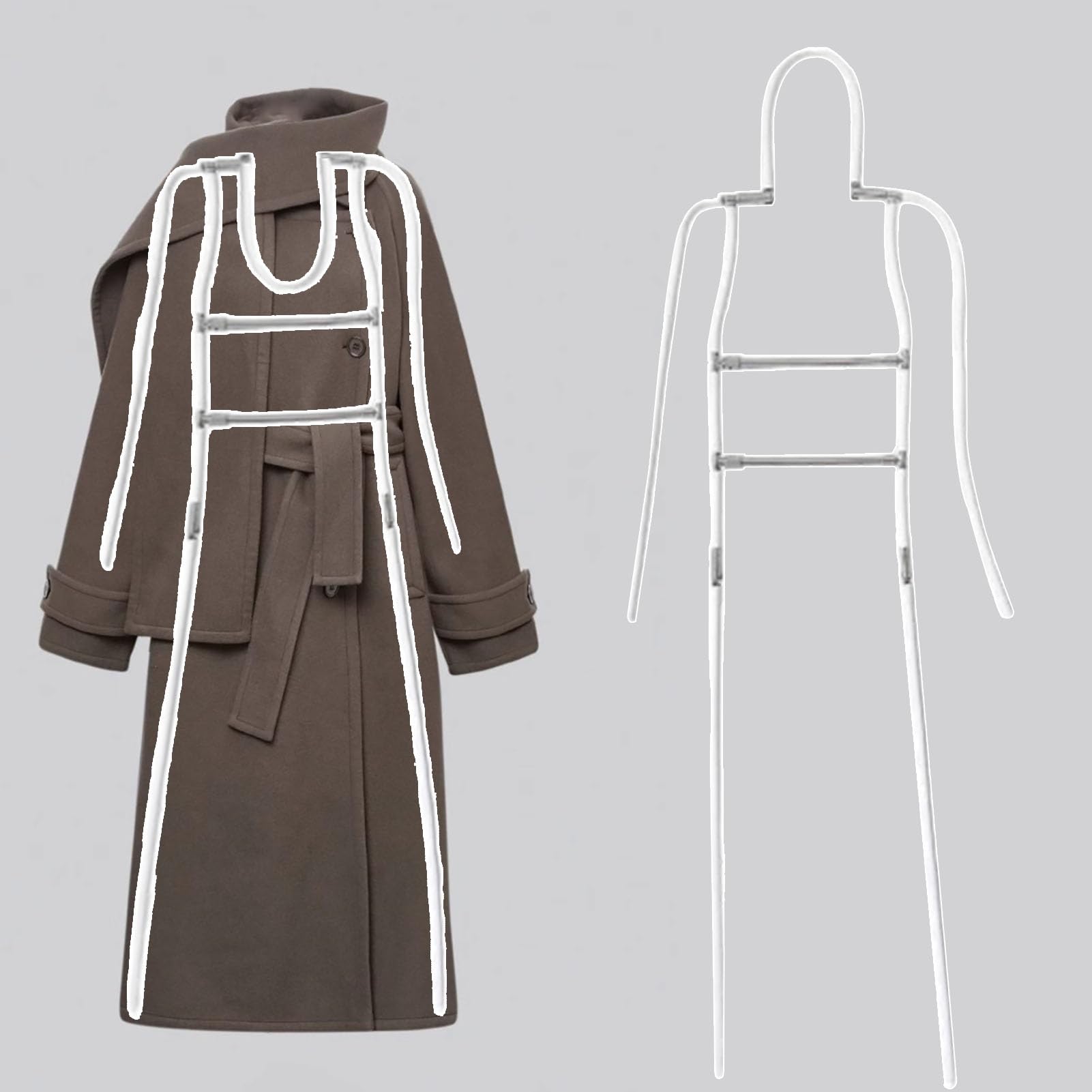 Forma di vestito da manichino regolabile con supporto invisibile per fotografia e vendita online