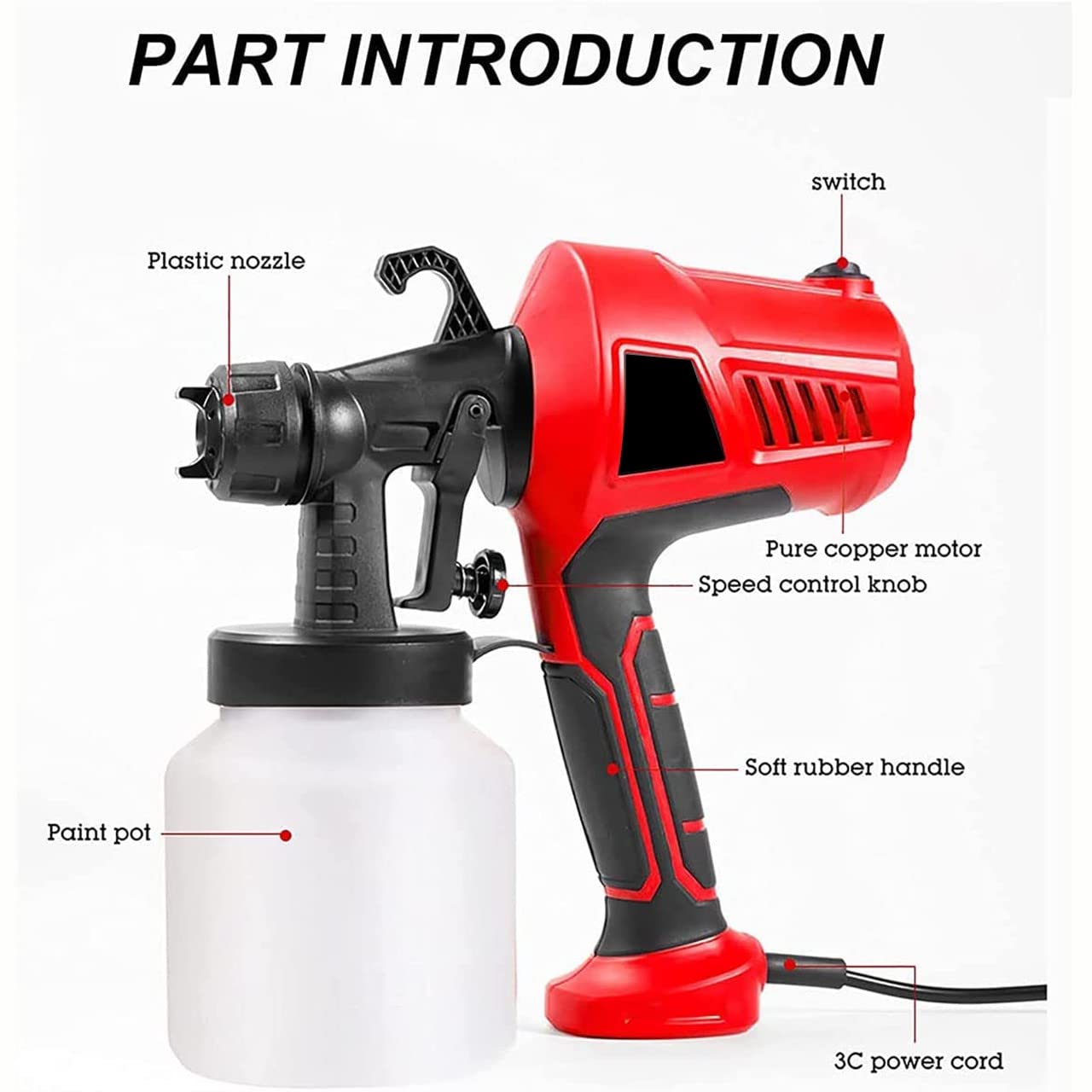 500W Pistola Rociadora de Chocolate para Postre, Pistola de Pulverizador de Pintura Eléctrico Extraíble de Gran Capacidad, Para Decoración de Pasteles, Chocolate o Muebles (800ml)