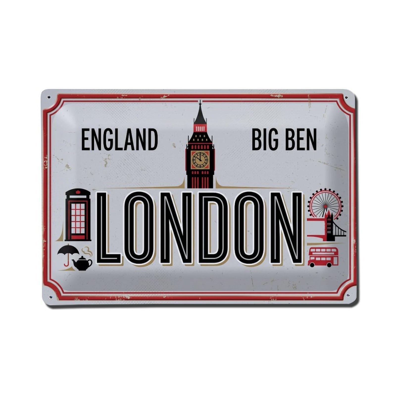 London England Big Ben Telephone Booth Metal Tin Sign