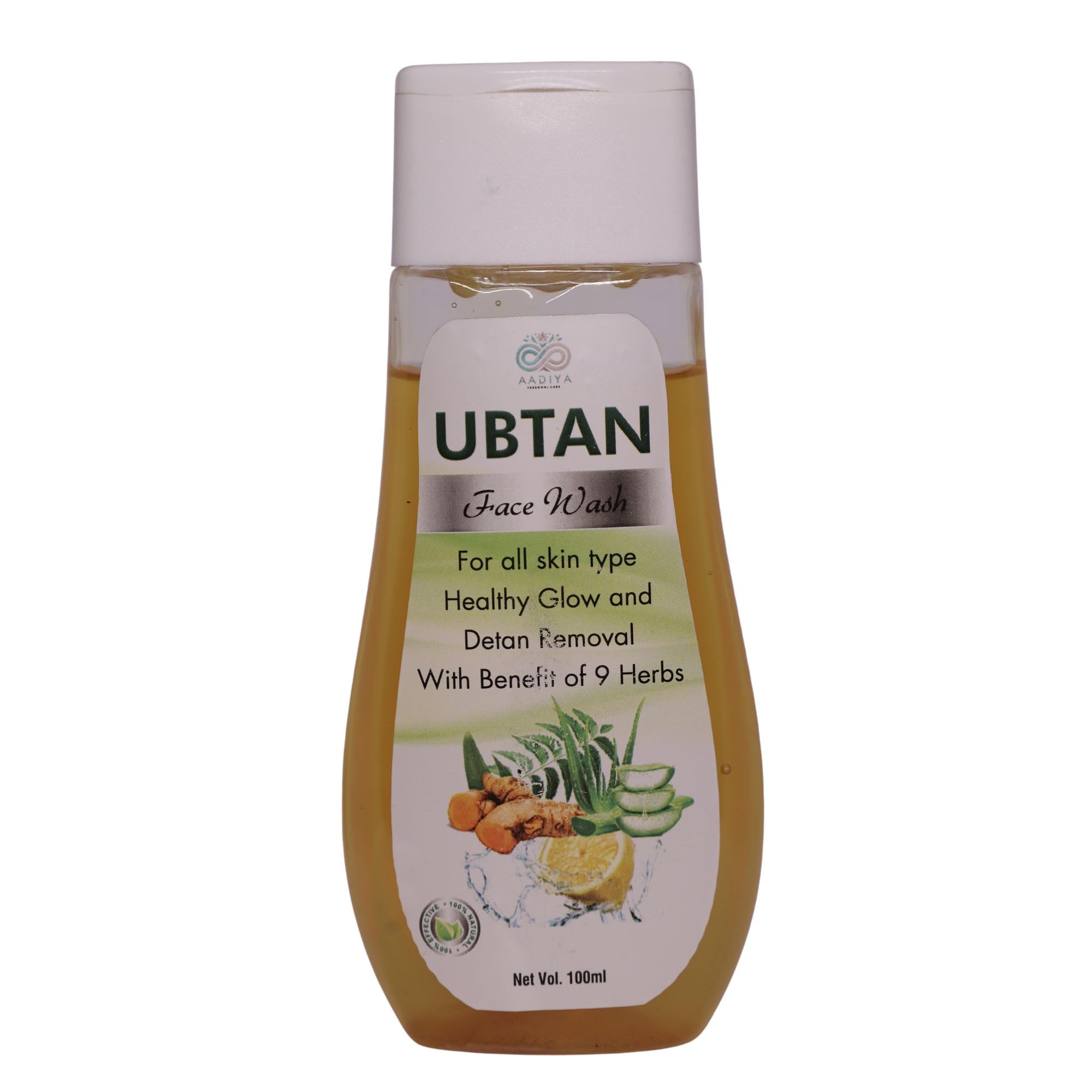 AADIYA PERSONAL CARE Ubtan Face Wash 100ml For All Skin Types, Healthy Glow & Detan Removal with 9 Herbal Ingredients
