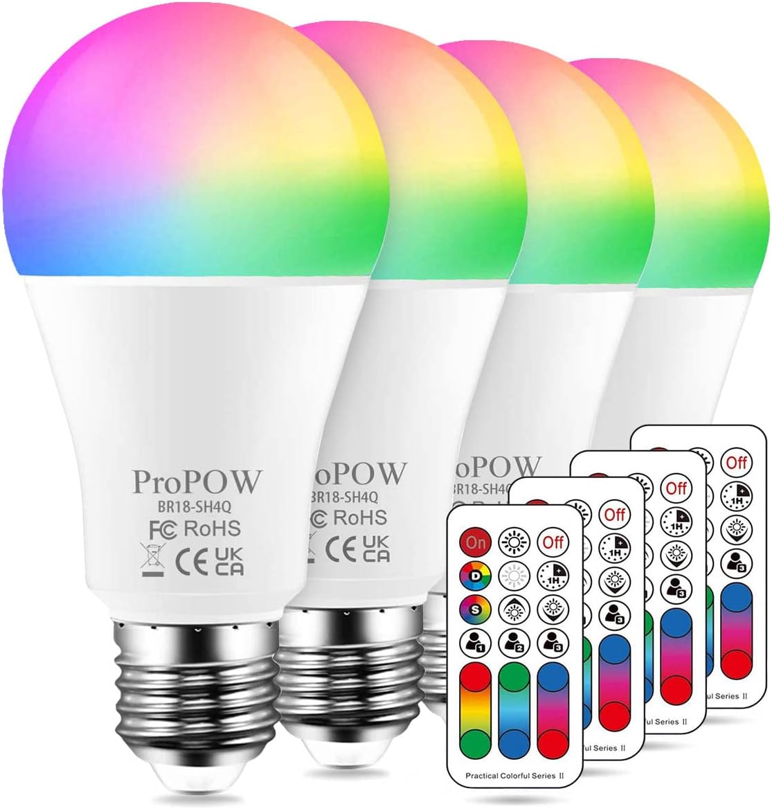 Color Changing Light Bulb,ProPOW 10W RGB Color LED Light Bulbs with IR
