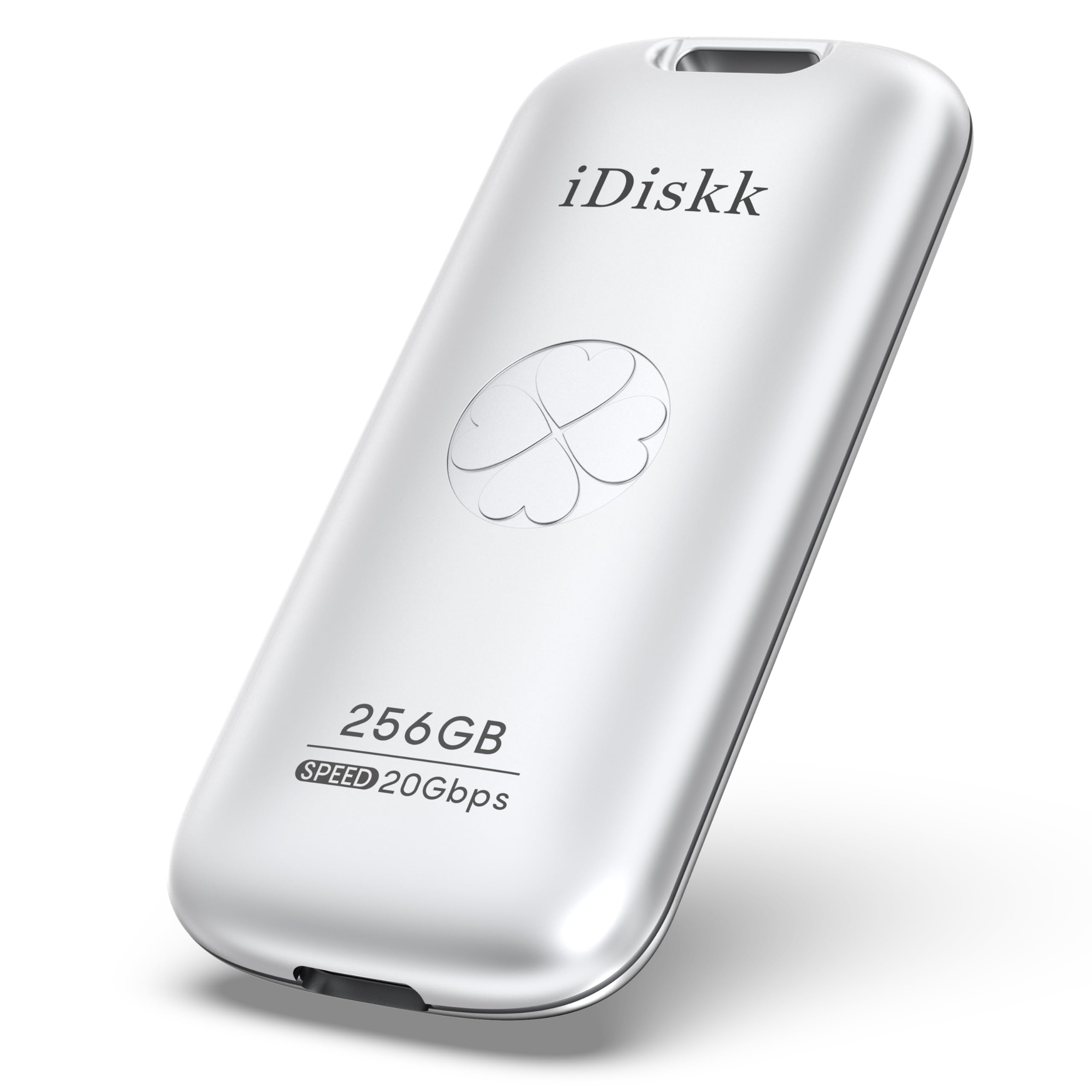 iDiskk Zewnętrzny dysk półprzewodnikowy 256 GB do 2000 MB/s, USB 3.2 Gen 2 x 2 USB-C SSD, wysokowydajny przenośny dysk SSD z kablem USB-C, kieszonkowa pamięć USB C, 2000 MB/s (srebrny)