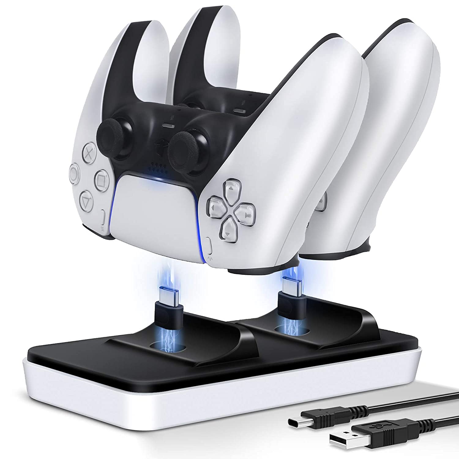 PS5 Controller Charger, Microware Charging Station with Dual Detachable USB C Ports, Charger Stand Dock Accessories Compatible with Sony PlayStation 5 Dualsense (hbp 275) (B0989XCC8M) Amazon Price History, Amazon Price Tracker