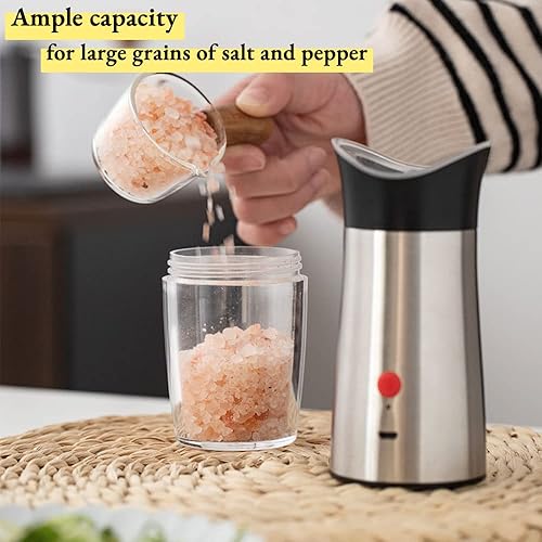 Miniatura 2 de Gravity - Juego de molinillo eléctrico de sal y pimienta, sazonador automático recargable por USB con molienda ajustable, salero recargable de alta