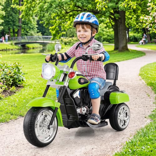Image of Costzon 6V Ride on Chopper Kids Motorcycle with Adjustable Headlight(Green) | Horn, Engine, 3-Wheel Stable Ride on Toys, Battery Powered Electric Toddler Motorcycle for Kids, Gift for Boys Girls