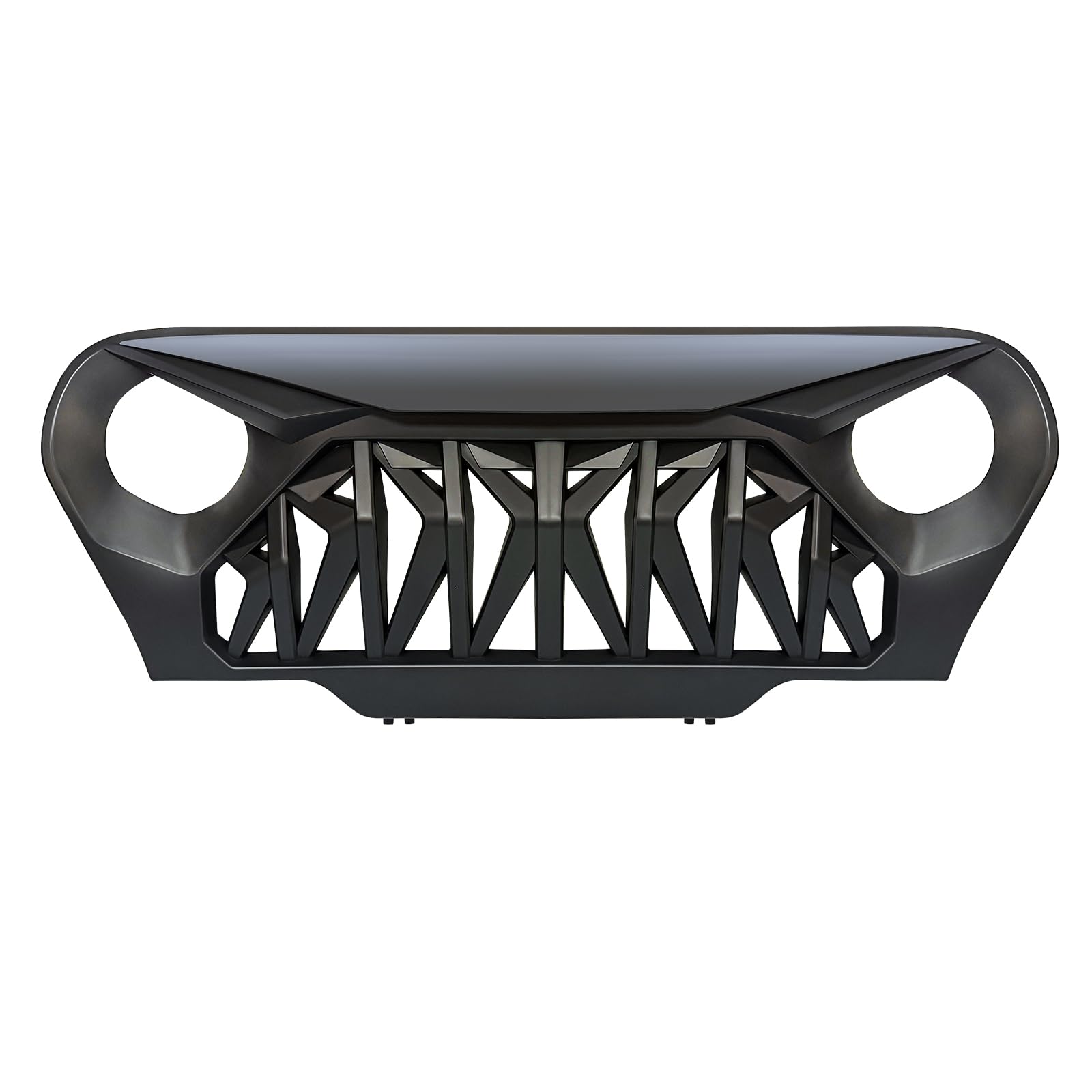 Front Shark Grille Replacement Compatible with 1997-2006 Jeep Wrangler TJ | Matte Black Finish ABS Material Bolt-On Installation Replaces OEM Factory Grille product thumbnail 4