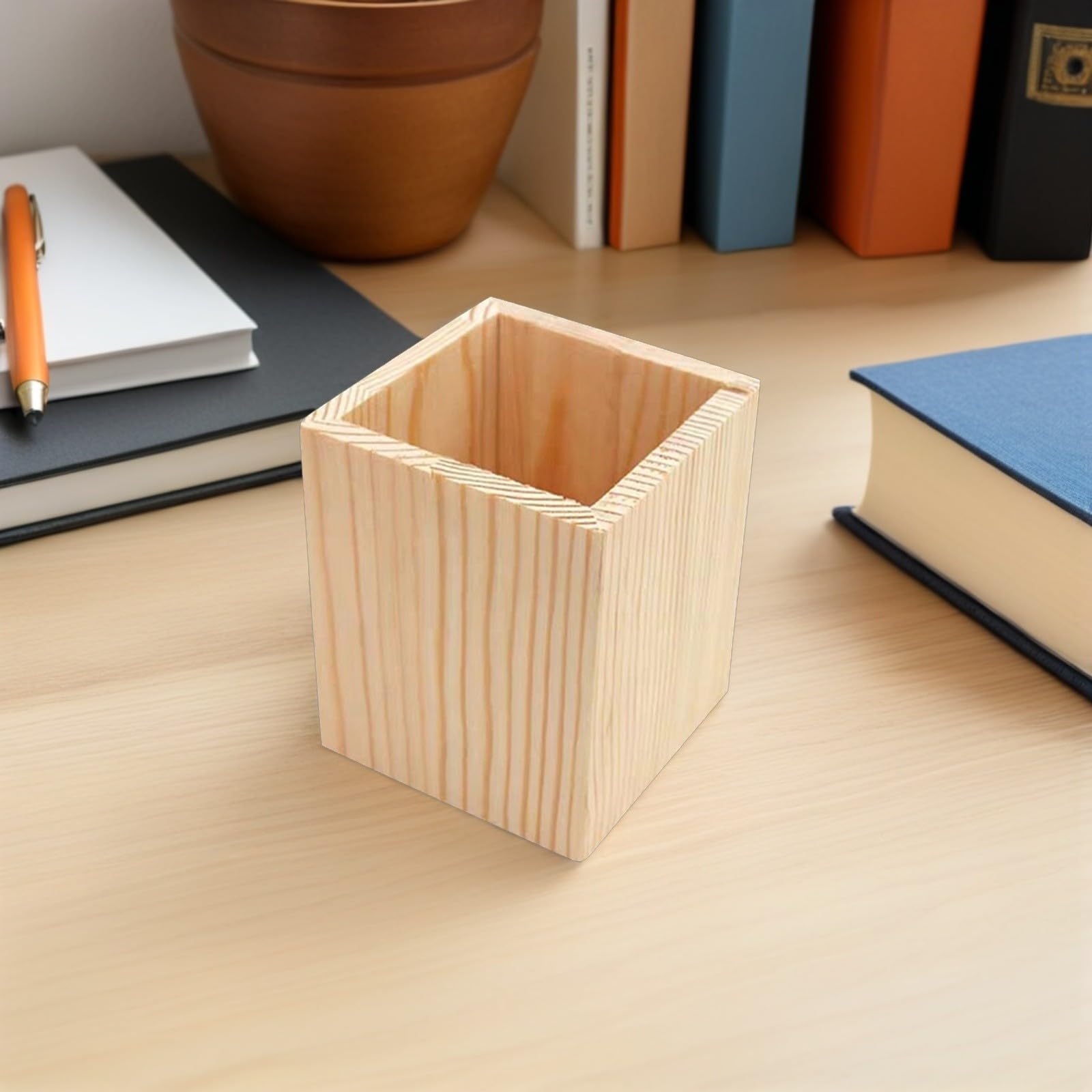 Garneck 8 Piezas Portalápices de Madera Geométrico para Escritorio,