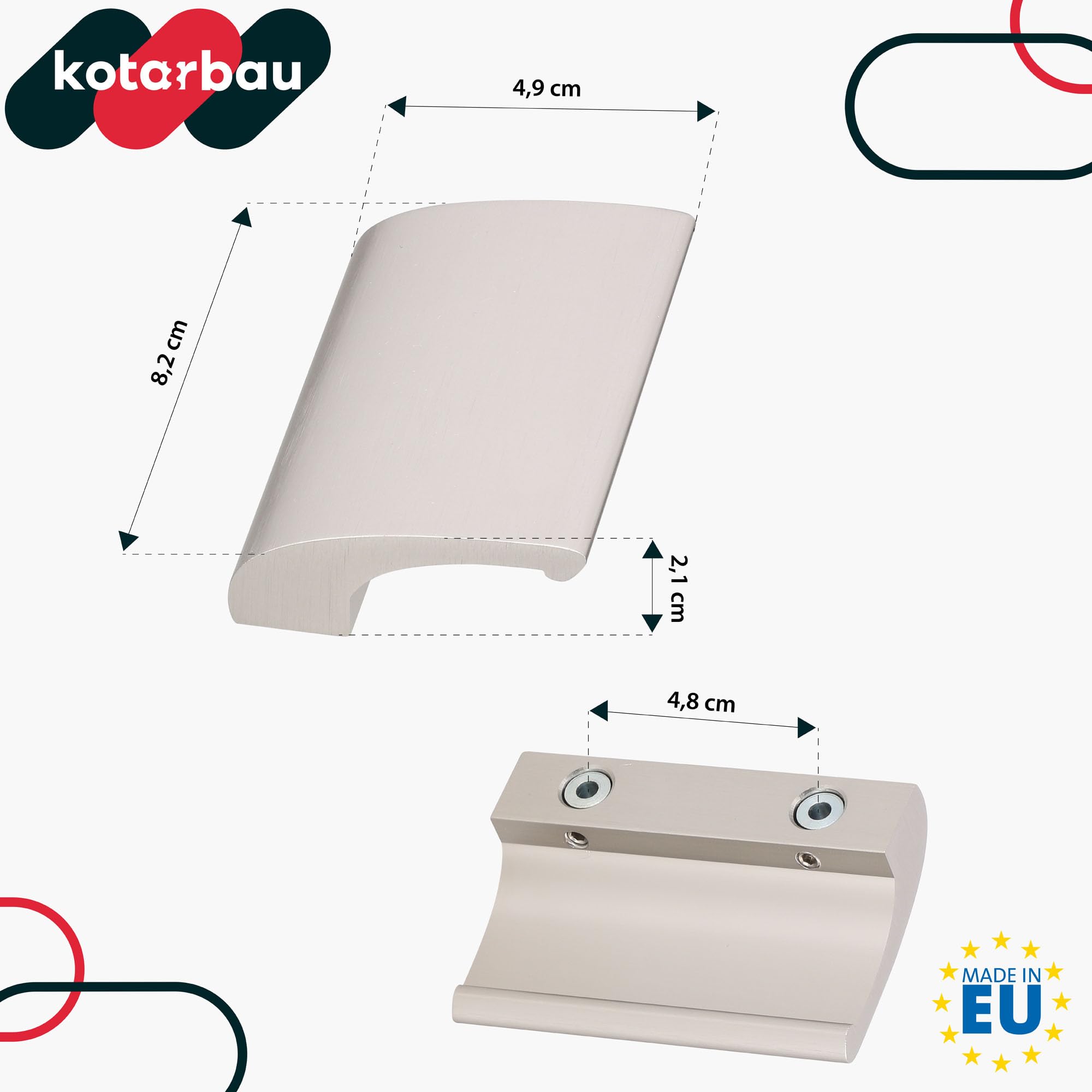 KOTARBAU Balkontürgriff Edelstahloptik Terrassentürgriff DE LUXE Sicher Raucher Türoptik Schließen Griffmuschel Universal Ziehgriff Aluminium Balkongriff
