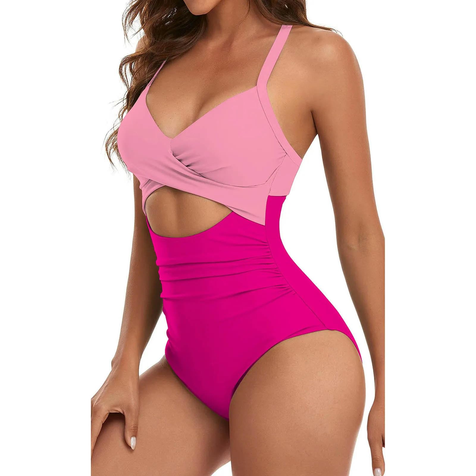 Imbottito Halter Swimwear Costume da Bagno in Bikini A Croce Vuota Colorato Femminile (con Cuscinetto per Il Torace Senza Reggiseno in Acciaio)
