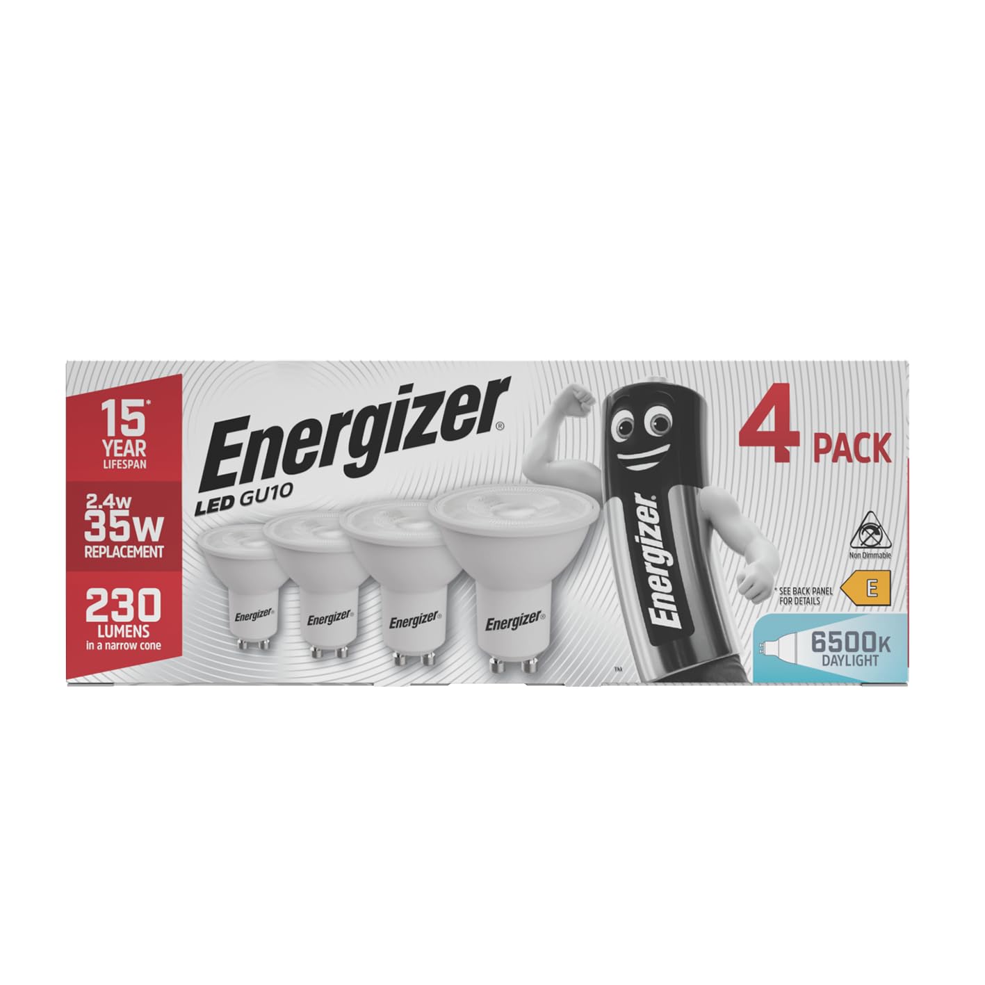 Energizer GU10 LED Bulbs Daylight 6500K Light Bulb Pack of 4, 35W Halogen Spotlight Bulb Equivalent Replacement - Image 2