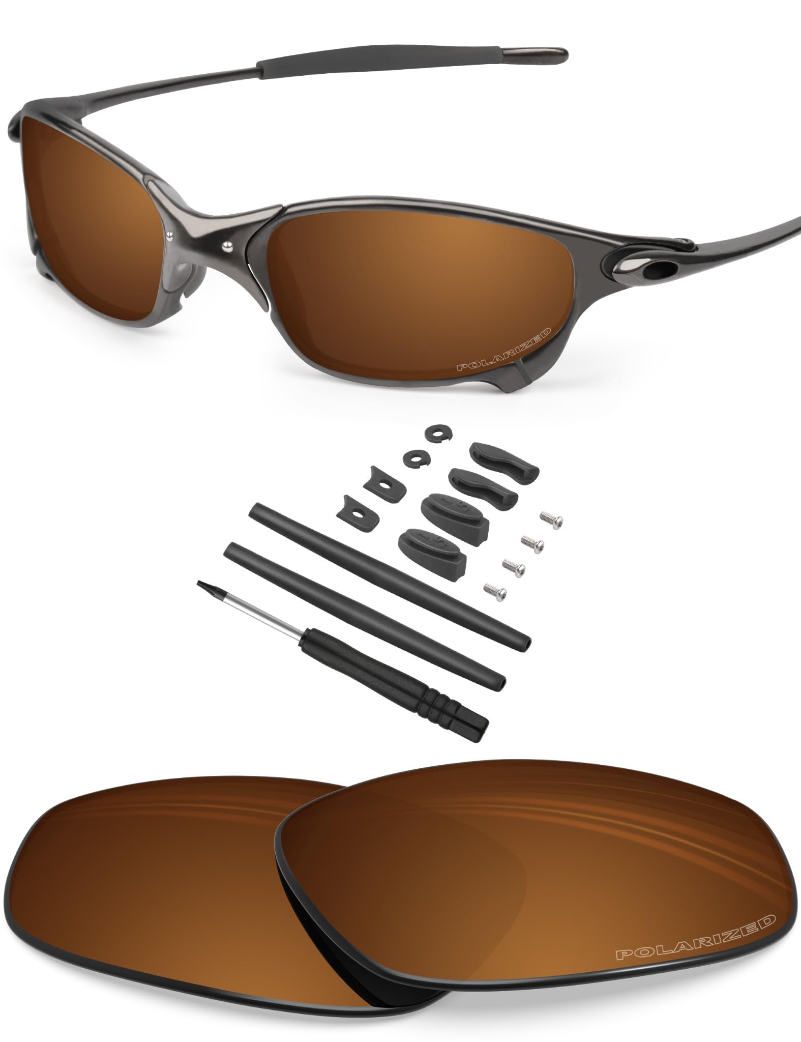 BlazerBuck Anti-salt Polarized Replacement Lenses & Sock Kit for Oakley Juliet - Amber