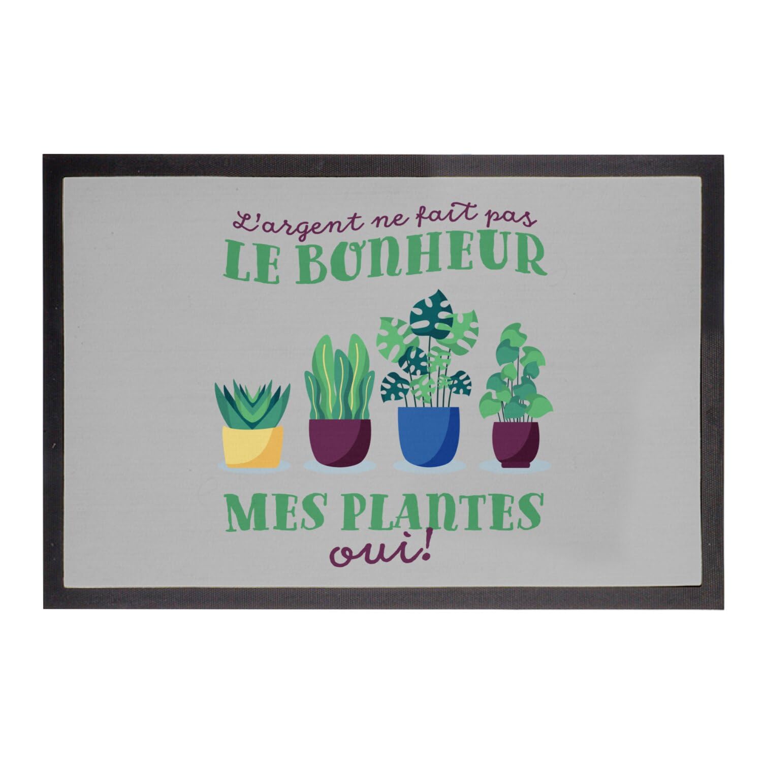 Paillasson gris anti-saleté Mes Plantes 60x40cm protège et égaye votre entrée