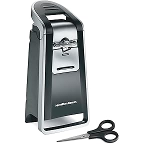 Hamilton Beach Smooth Touch Electric Automatic Can Opener Easy Push Down Lever, For All Standard-Size and Pop-Top, Extra Tall, With Bottle Opening Accessory and Built-In Knife Sharpener, Black