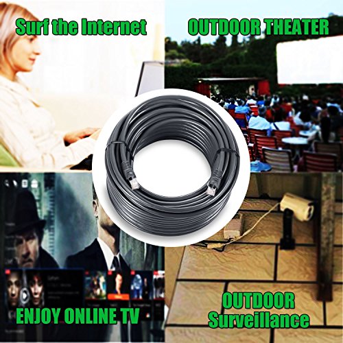 Outdoor Ethernet 25Ft Cat6 Cable, Dbillionda Shielded Grounded Uv Resistant Waterproof Buried-Able Network Cord #TOP6