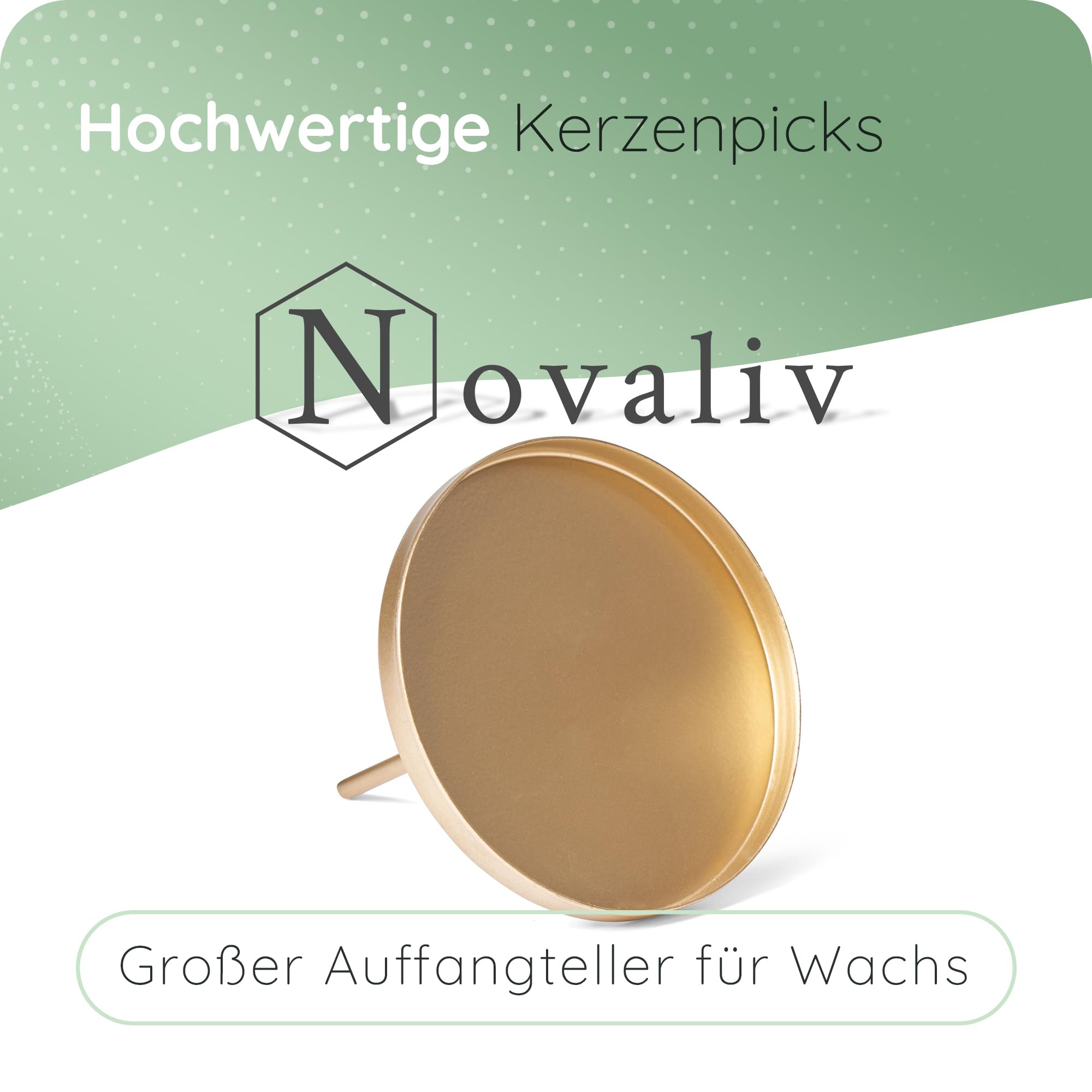 Novaliv 12X Kerzenpick Flach Gold 10cm Durchmesser I Kerzenteller mit Dorn Metall I Adventskerzenhalter Weihnachtsdekoration Kerzenpin I Kerzenstecker für Adventskranz
