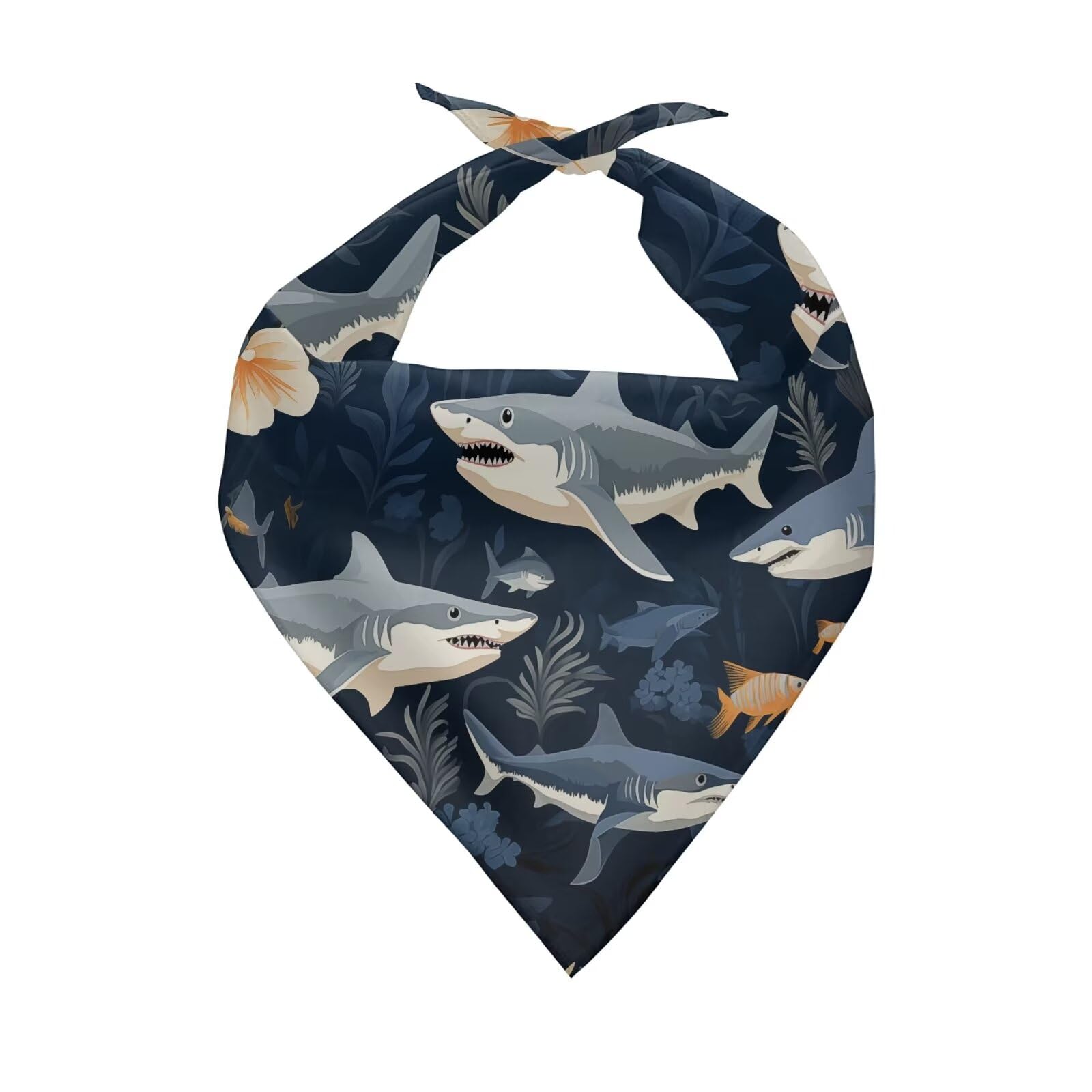 Howilath Shark Sea Animal Print Dog Bandana - Washable Triangle Bandana - Triangle Bibs Dog Scarf for Cats & Pets — image 1
