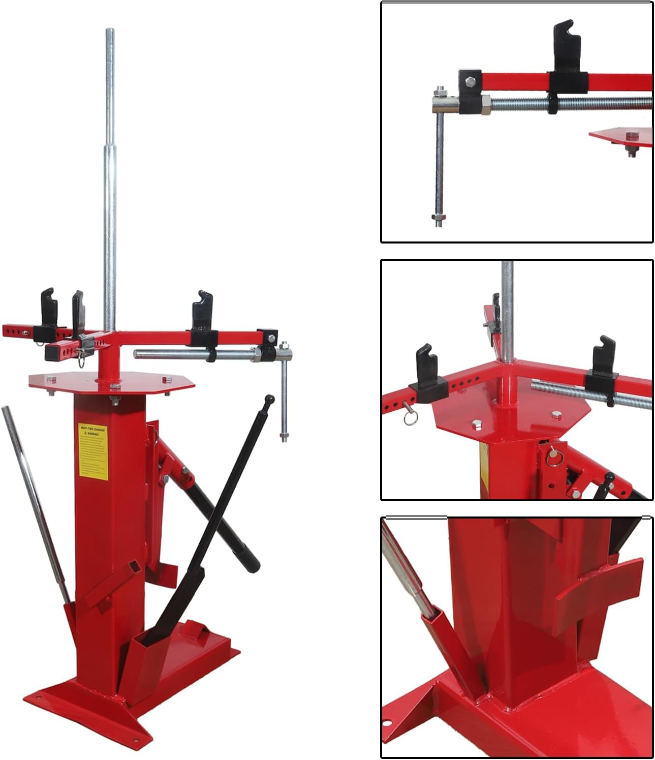 Portable Steel Multifunctional Manual Tire Changer Machine, Hand Tire Bead Breaker for Motorcycles, Go-Karts, Trailers, Bikes, ATVs, Trucks with Rim Sizes from 4" to 16.5"