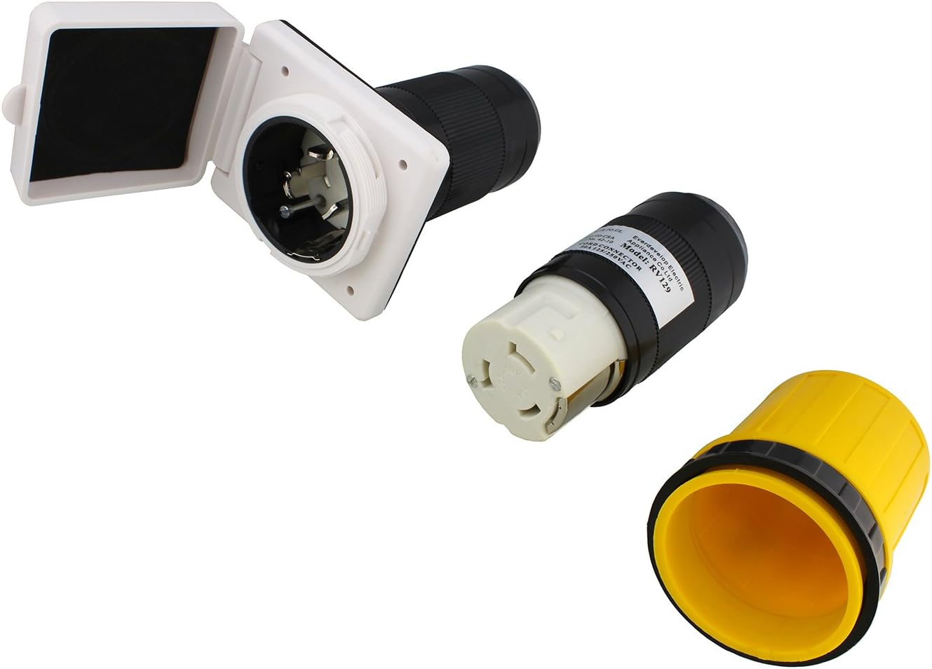 ABN 50 Amp Generator Inlet Box for Outdoors - 125/250V Marine Male Inlet Socket Box - Shore Power Inlet with Connector, Cover, and Ring for RV Camper Trailer