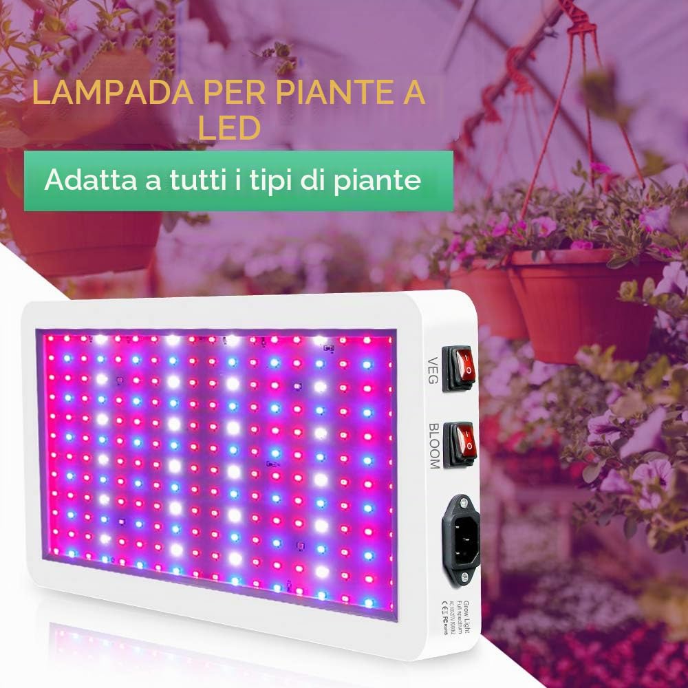 2000 W LED Grow Light per piante d'appartamento, 312 LED Full Spectrum Veg e Bloom Dual Switch IP65, lampade impermeabili per piante sospese per piantine, fiori serra