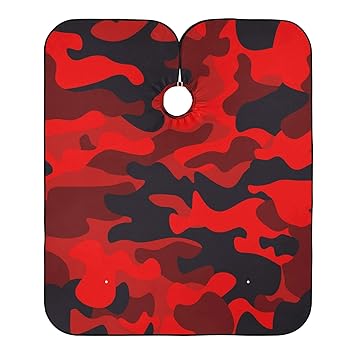 Blueangle Bright Red Camouflage Barber Cape for Men Hair Cutting Cape Waterproof Salon Cape Salon Cutting Cape Barber Hairdressing Cape, 65
